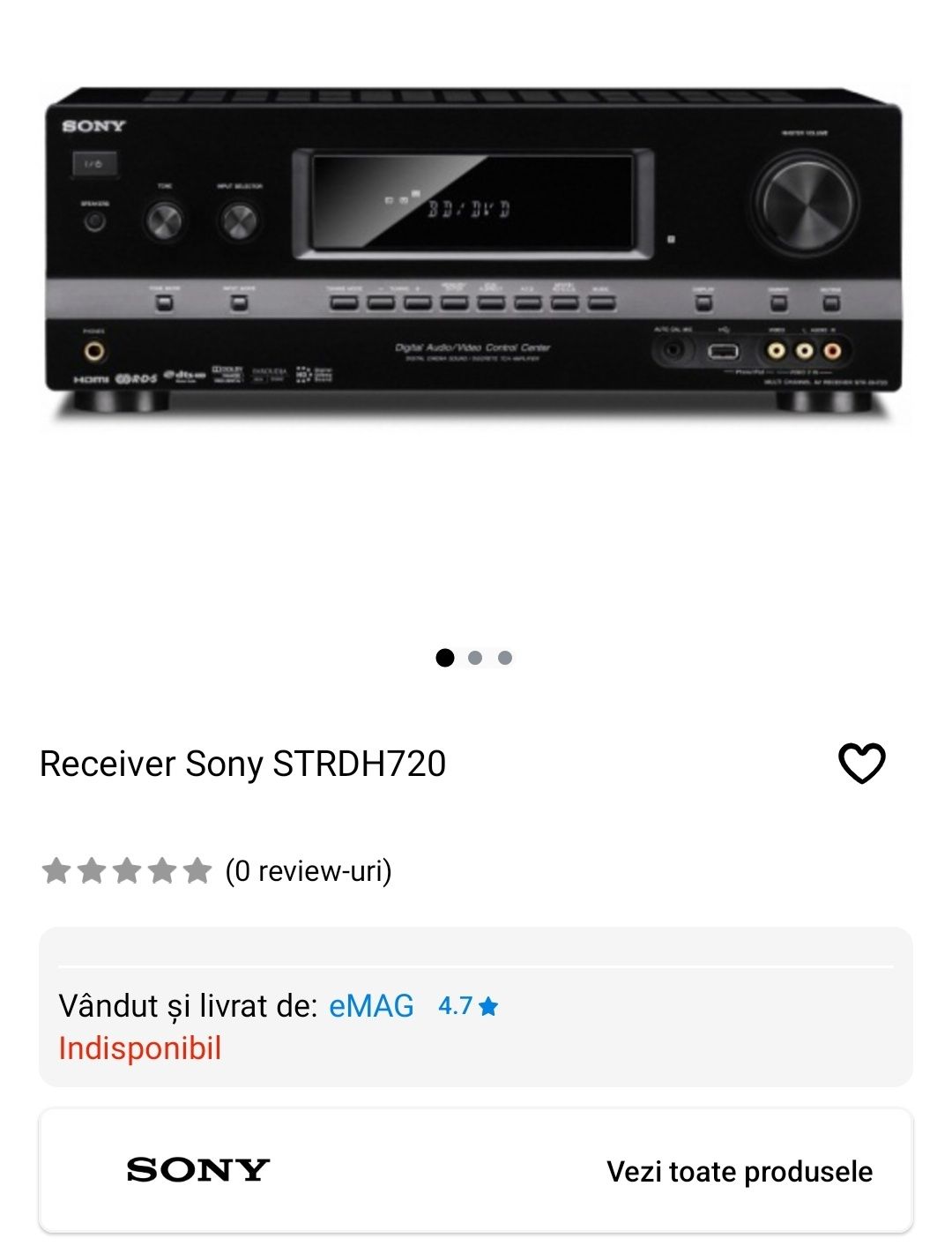 Vand amplificator /receiver SONY 7.1 STR DH-720 in stare perfecta 7x95