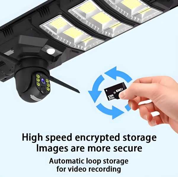 Lampa solara LED 450W cu camera de supraveghere WiFi/4G, 2K Full HD