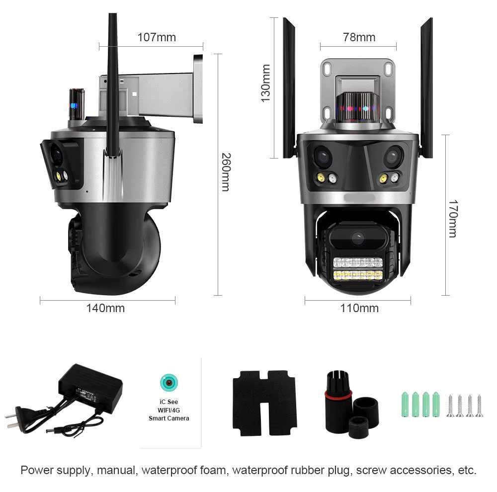 Camera de Supraveghere Profesionala WiFi, P12  3 Lentile, Zoom 6X,