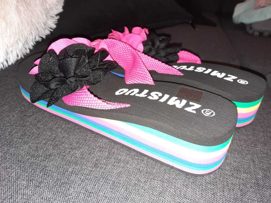 Papuci vara plaja cu floare roz