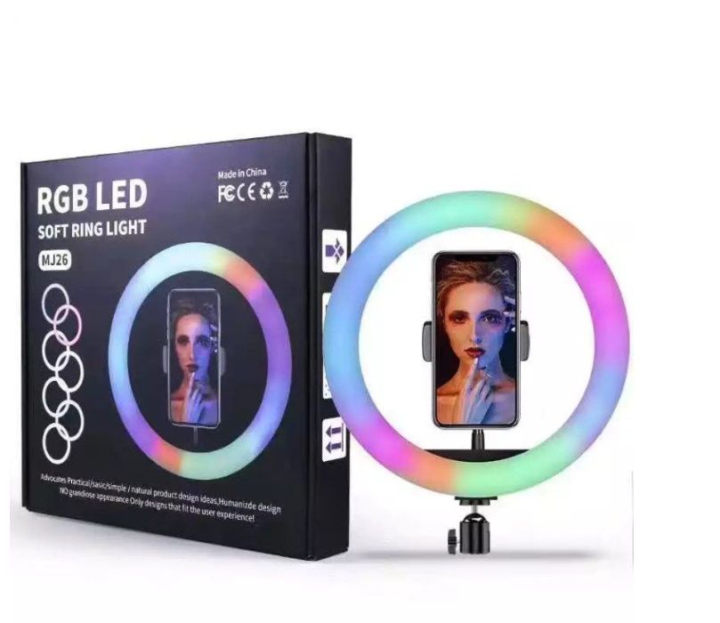 LED ринг лампа RGB с трипод 210см,Различни размери ,фотография