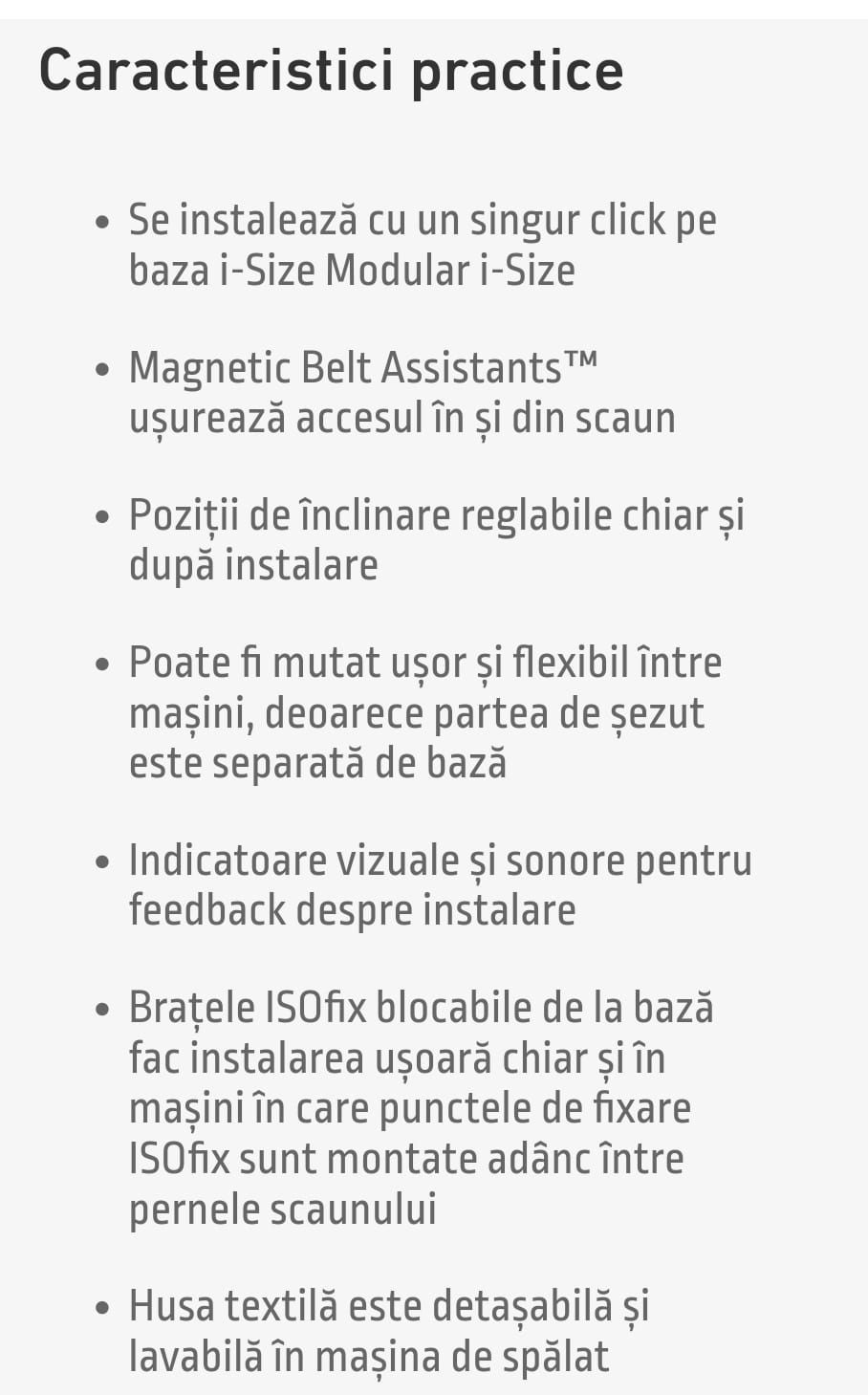 Vând scaun copil de mașină marca Besafe Easy modular 1size(61-104cm)