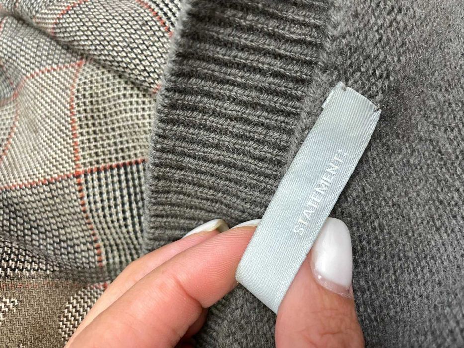 STATEMENT размер S дамска дълга кашмирена жилетка 100% КАШМИР каки