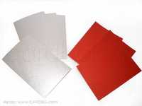 Картон 10 бр двулицев червен и бяла перла, мукава, размер 13,7х21,3 см