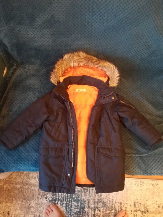 Geaca iarna bleumarin copil - băiat, H&M impecabila, nr. 104, 3-4ani.