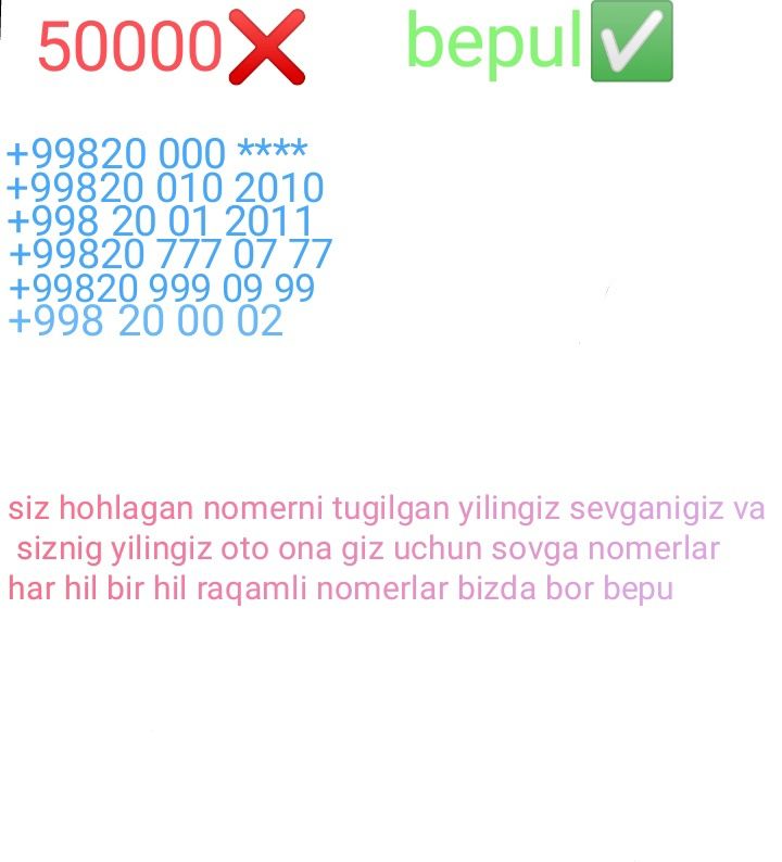 Arzon chiroyli nomerlar