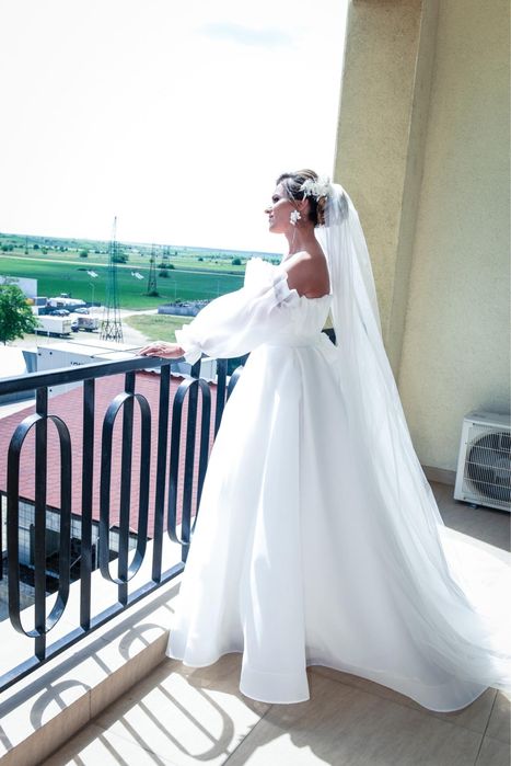 Rochie de mireasa Barbara Langellotti cu mâneci detasabile