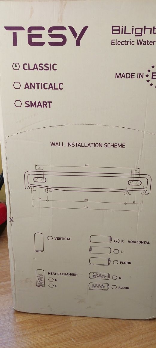 Boiler Sigilat, Nou-Tesy orizontal 80L, 2000W