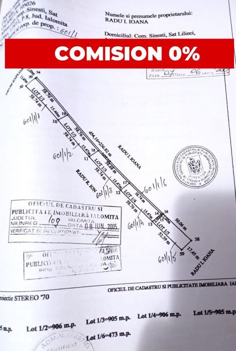 3 loturi de teren 906 mp fiecare in Lilieci, Com. Sinesti