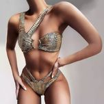 Costum baie C87 Auriu Negru bretele Push Up Brazilian stil Vivien Gold