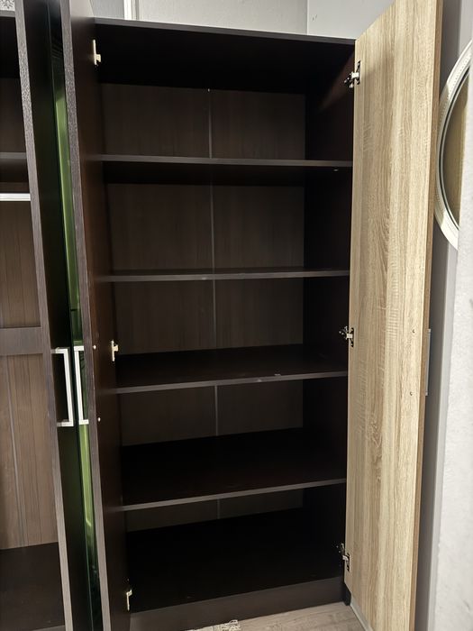 Распашной шкаф 160х190х46,6см, черный-бежевый