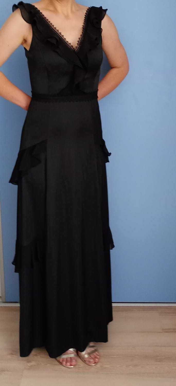 Rochie lungă neagră de ocazie, marime M (38), impecabilă