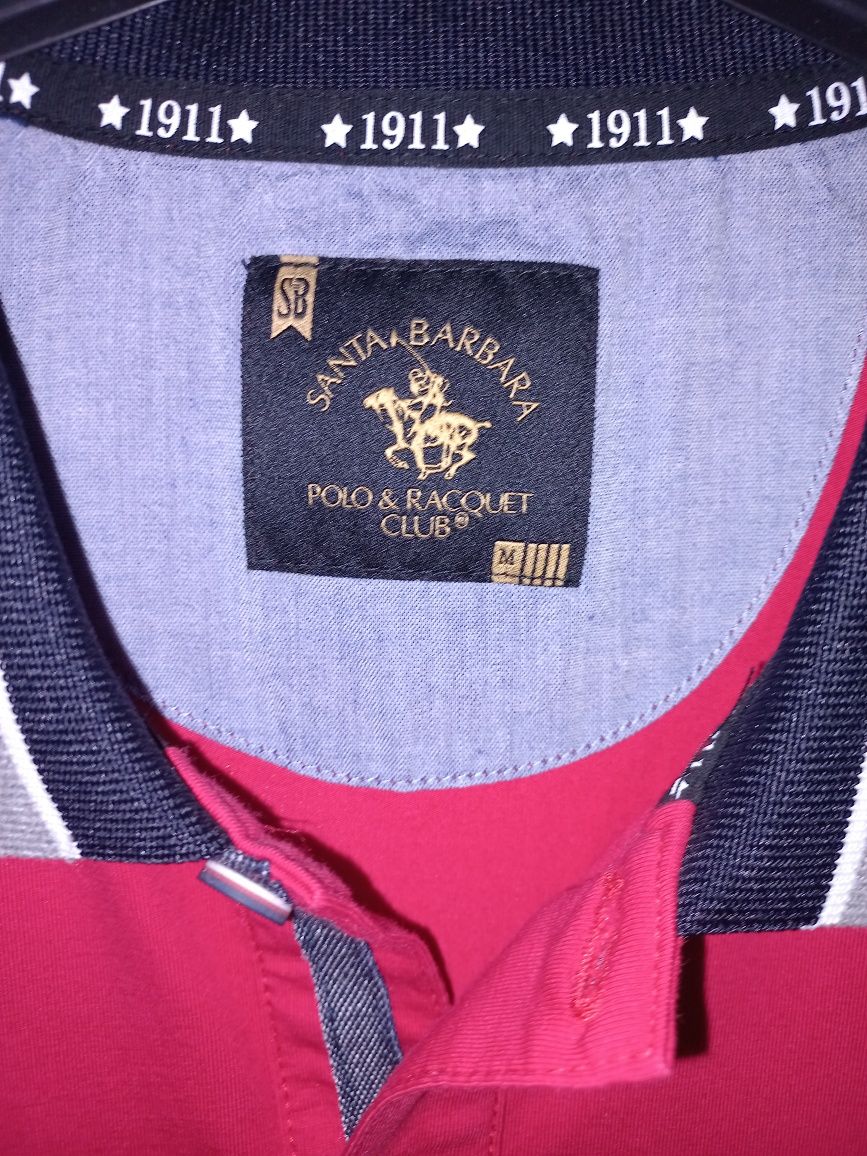 Оригинална мъжка тениска с яка - Santa Barbara ' Polo & Racquet club