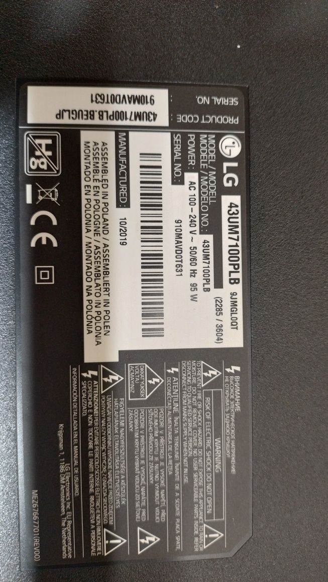 Телевизор  LG43 4k smart