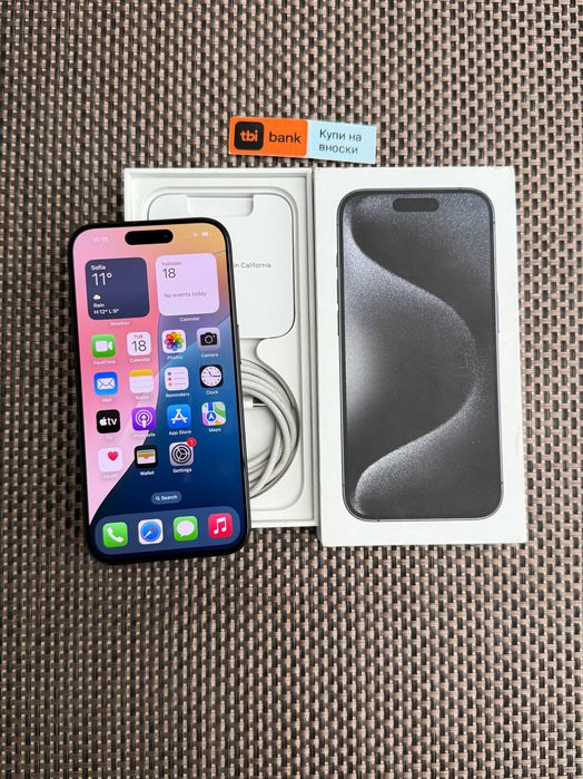 КАТО НОВ! iPhone 15 Pro Лизинг от 46лв/м / Black Titanium ️128Gb черен