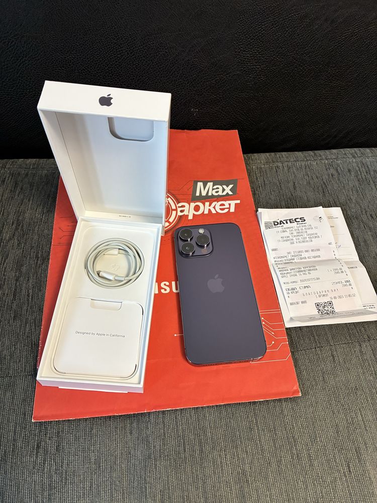 ***КАТО НОВ 256GB iPhone 14 Pro Max Гаранция Техномаркет 2025 Purple