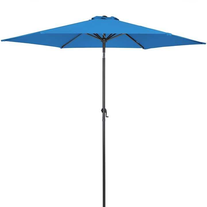 Градински чадър 270см с отвор за вятър с манивела алуминий син, зелен