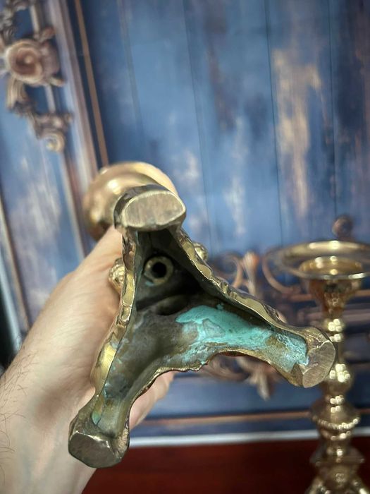 DN514 Set 2 sfesnice masive superbe mari 1,2kg 34cm h 10,5 cm diametru