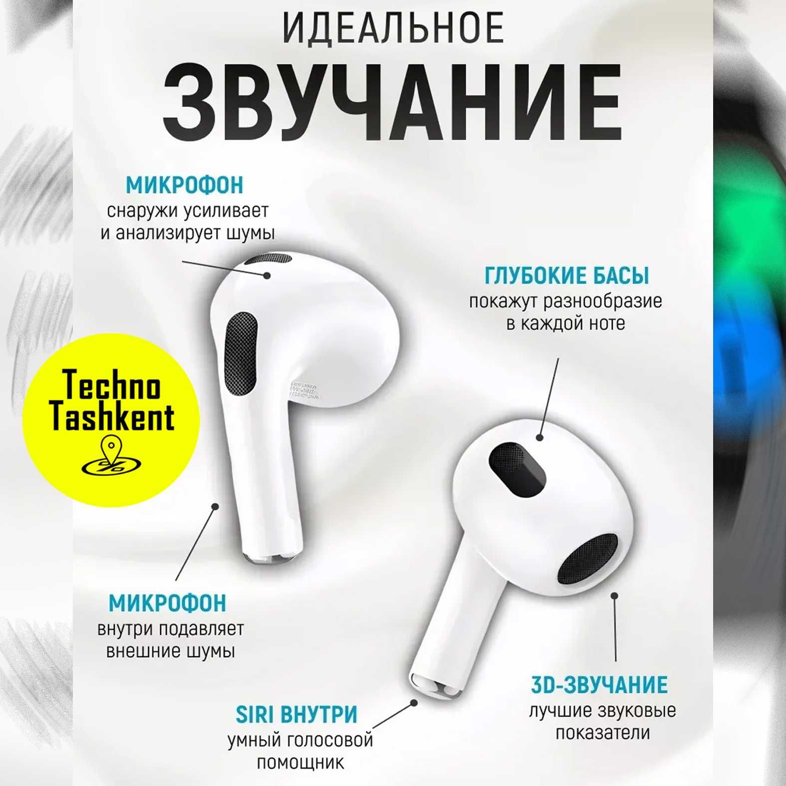 Наушники беспроводные Pods 3 для iPhone Android, Inkax T04A, magsafe