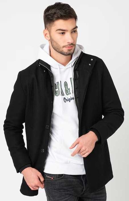 Palton casual 50 L premium Jack & Jones lana negru