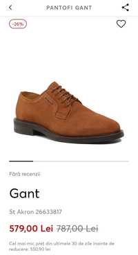 Pantofi din piele naturala intoarsa Gant