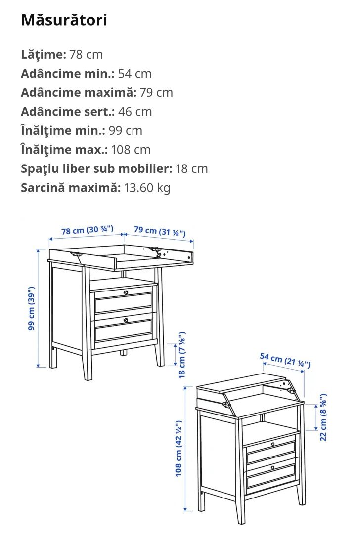 Masa/comoda infasat nou-nascut & taburet tip scara | IKEA