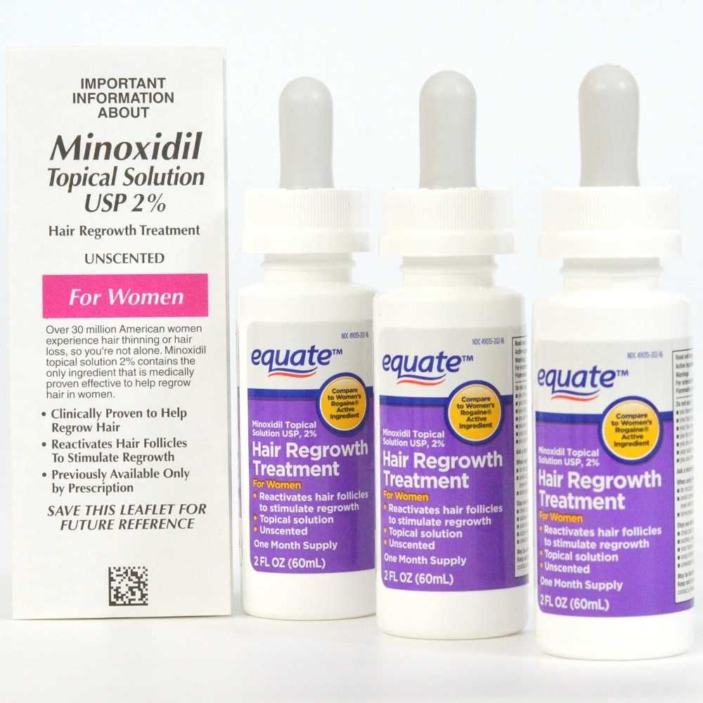 Minoxidil Equate 2%, Pentru Femei, 3 Luni Aplicare, Tratament Par