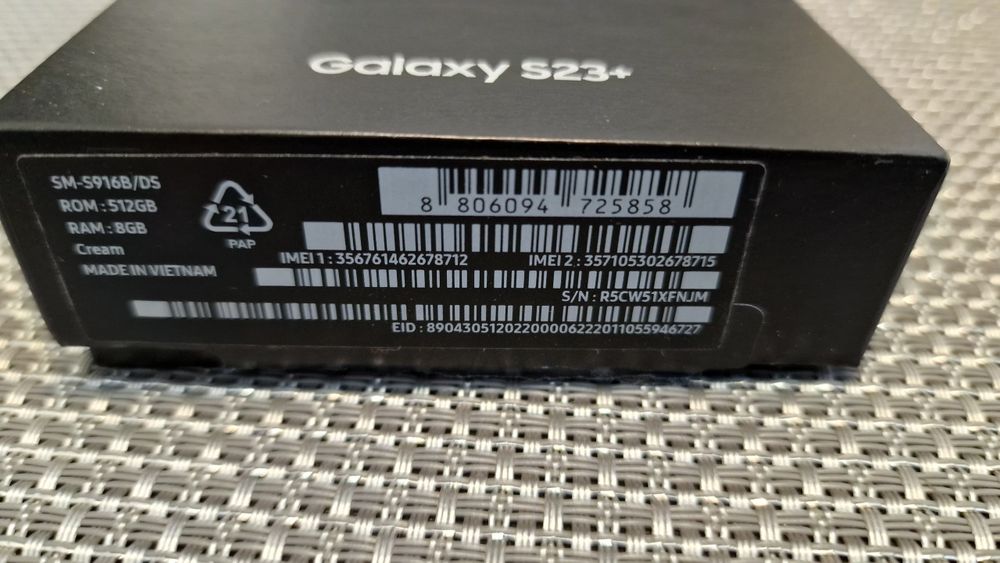 Samsung S23 Plus, 512 GB, 8GB ram, Cream