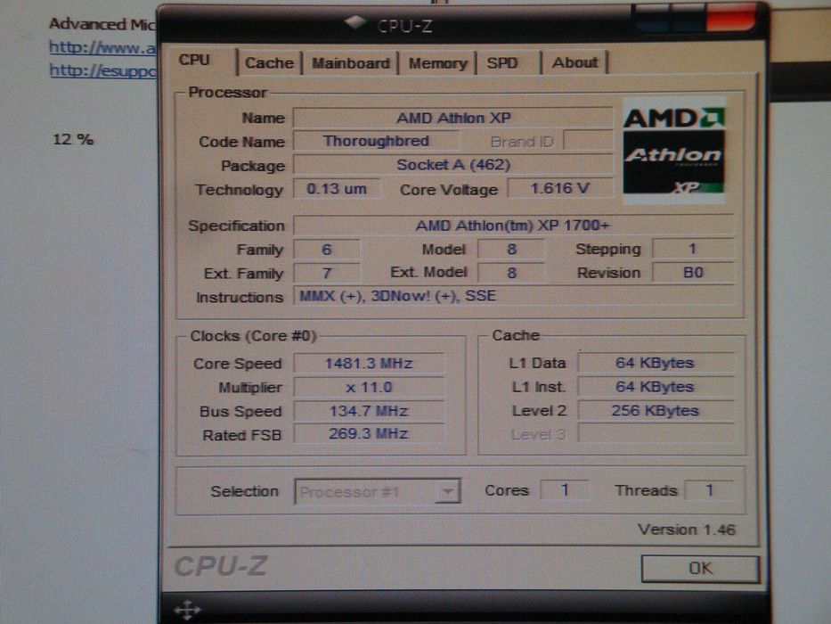 Retro vintage Procesor AMD Athlon XP 1700+ 1467Mhz AXDA1700DUT3C sk462