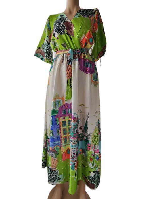 Rochie lunga cu imprimeu multicolor, marime M