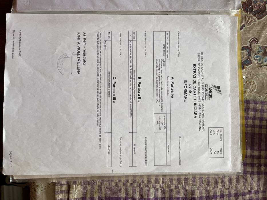 Ocazie unica ! Teren intravilan prahova /Baicoi / Tufeni/str. Popa sap