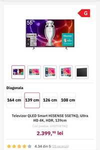 Televizor QLed Smart TV UHD 139 cm  NOU, SIGILAT!