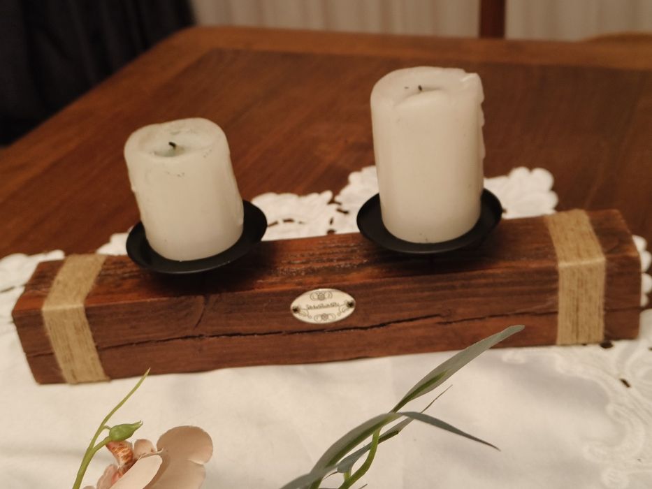 Suport lumânări lemn masiv - handmade rustic