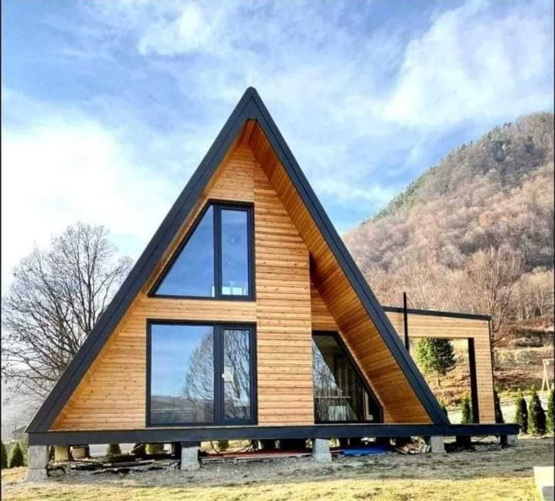 Casa din structura de lemn si cabane A frame de vanzare la comanda