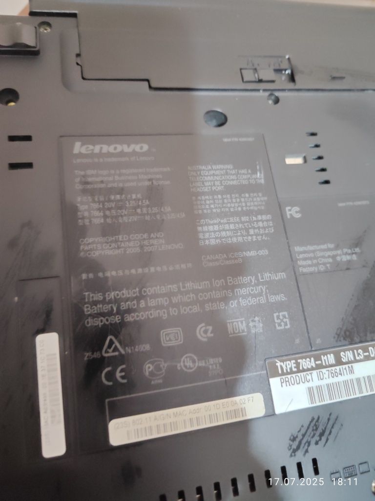 Продам ноутбук Lenovo ThinkPad T61 на запчасти