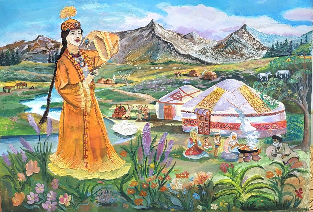 Картина "ЖАЙЛАУ" с маслом 114×81