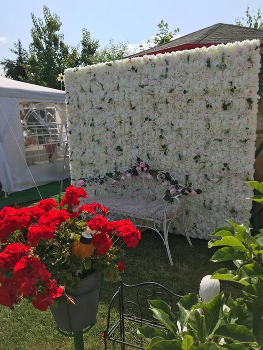 Arcade coloane stalpisori mese cocktail panou foto photo panou floral