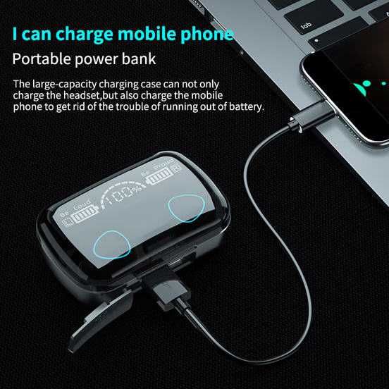 Безжични слушалки M10, TWS, Bluetooth 5.1, кейс 2000mAh батерия