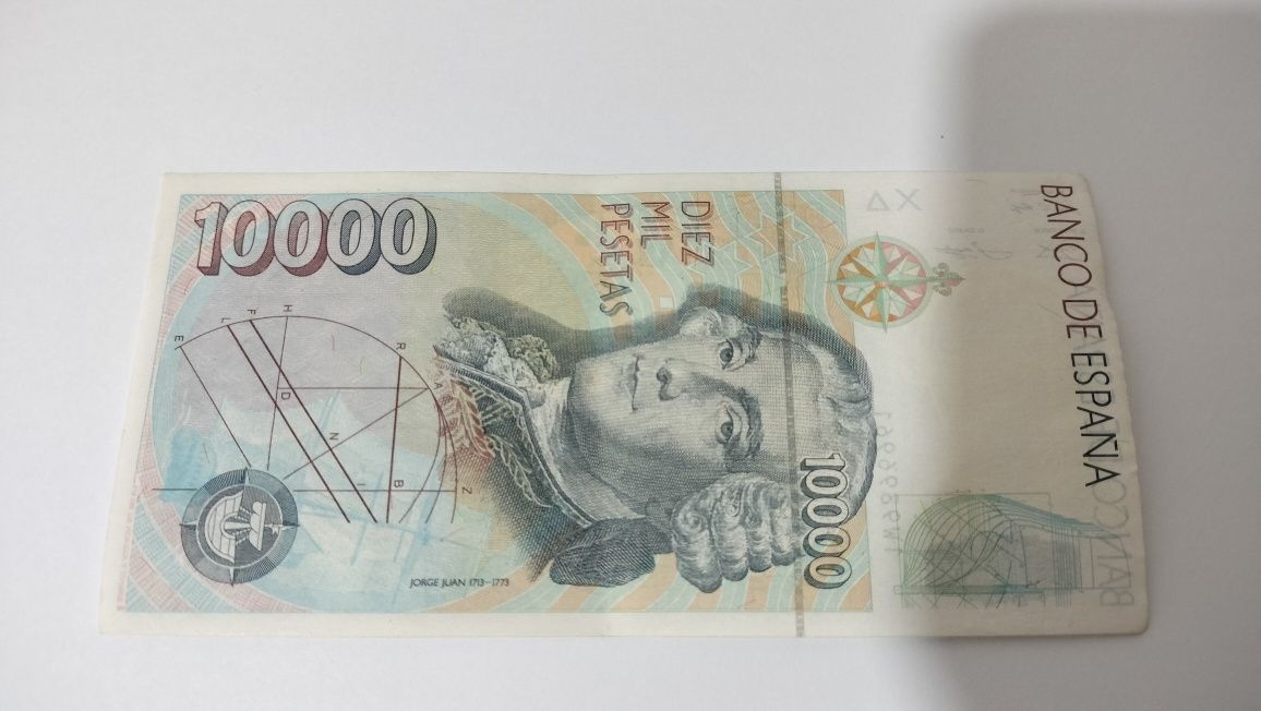 Bancnota 10000 pesetas , stare foarte bună, reproducere cu elemente de