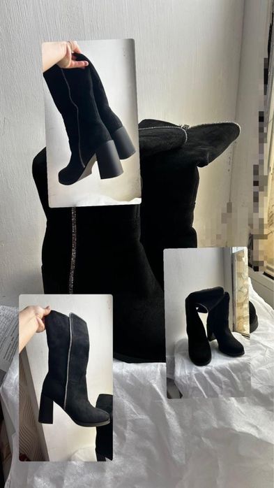 Зимние замшевые сапоги женские