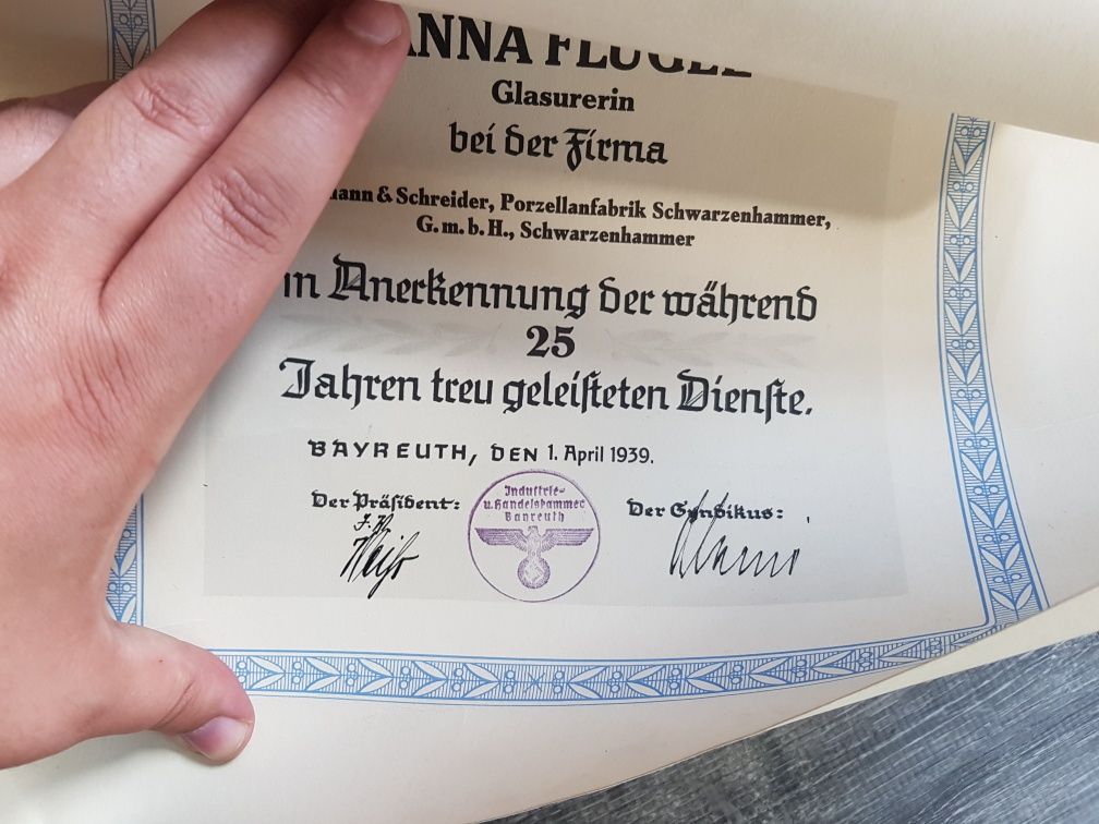 Diploma germana de merit 3rd Reich NSDAP 1939 in stare perfecta ww2