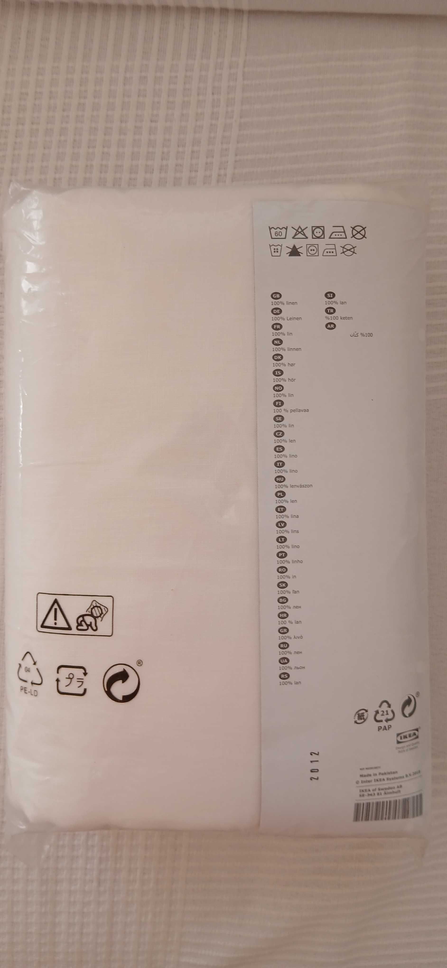 Lenjerie de pat Puderviva cu șnururi decorative (Ikea), alb, de in