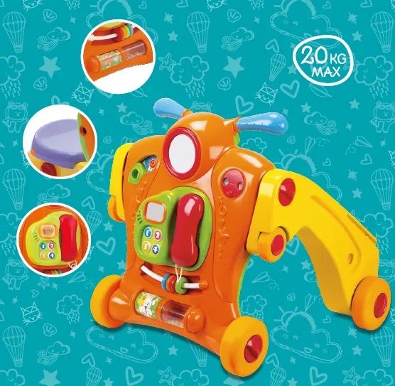 Smiki, Baby Walker, antemergator, jucarie interactiva de impins, 2in1