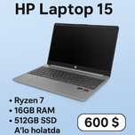 HP Laptop 15 | Ryzen 7 | 16GB RAM | 512GB SSD | A’lo holatda”