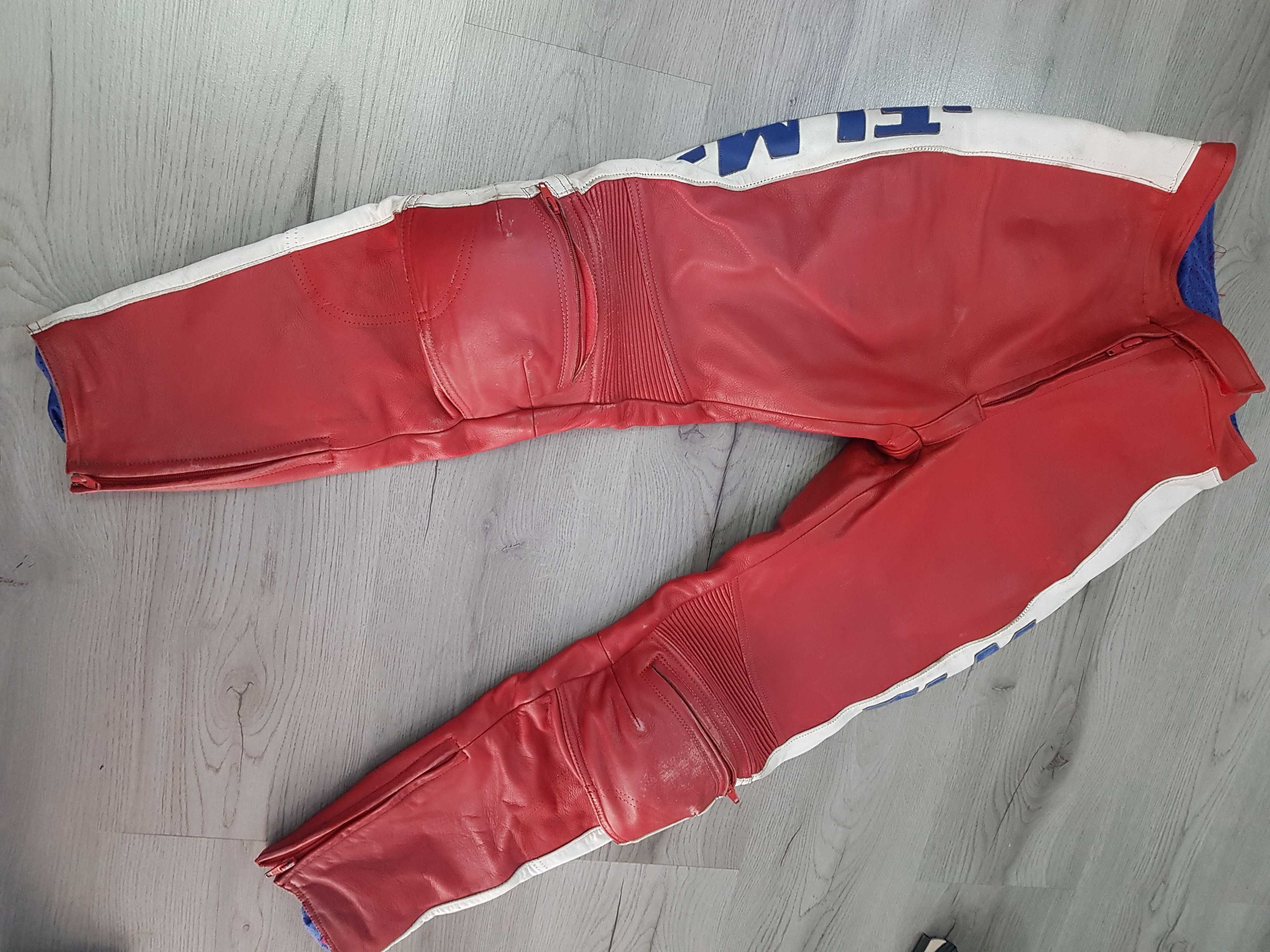Pantaloni moto FLM piele roșie!