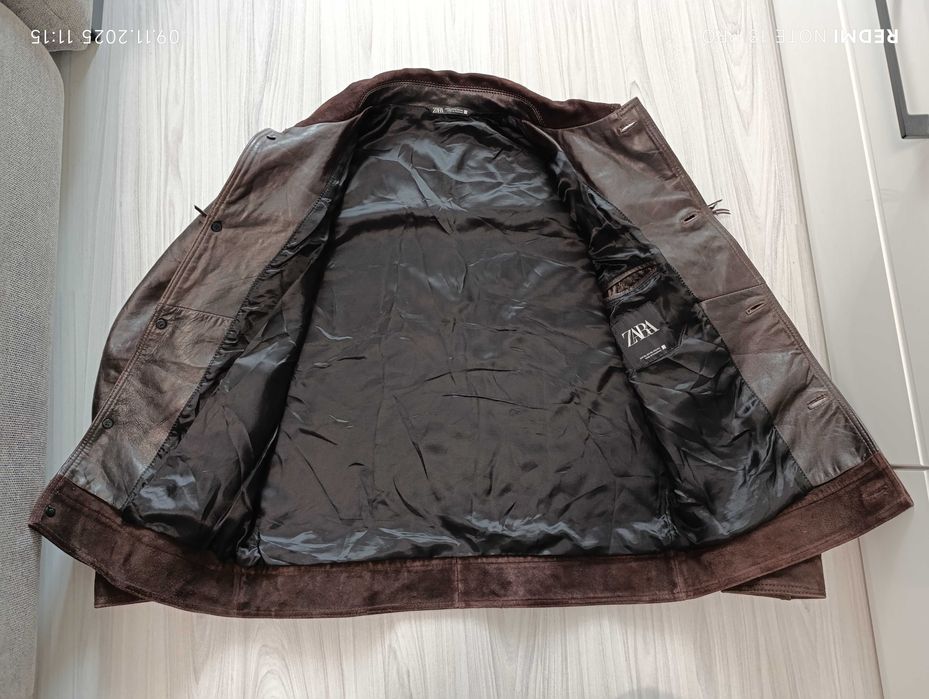 ''ZARA''оригинално мъжко кожено яке Л размер