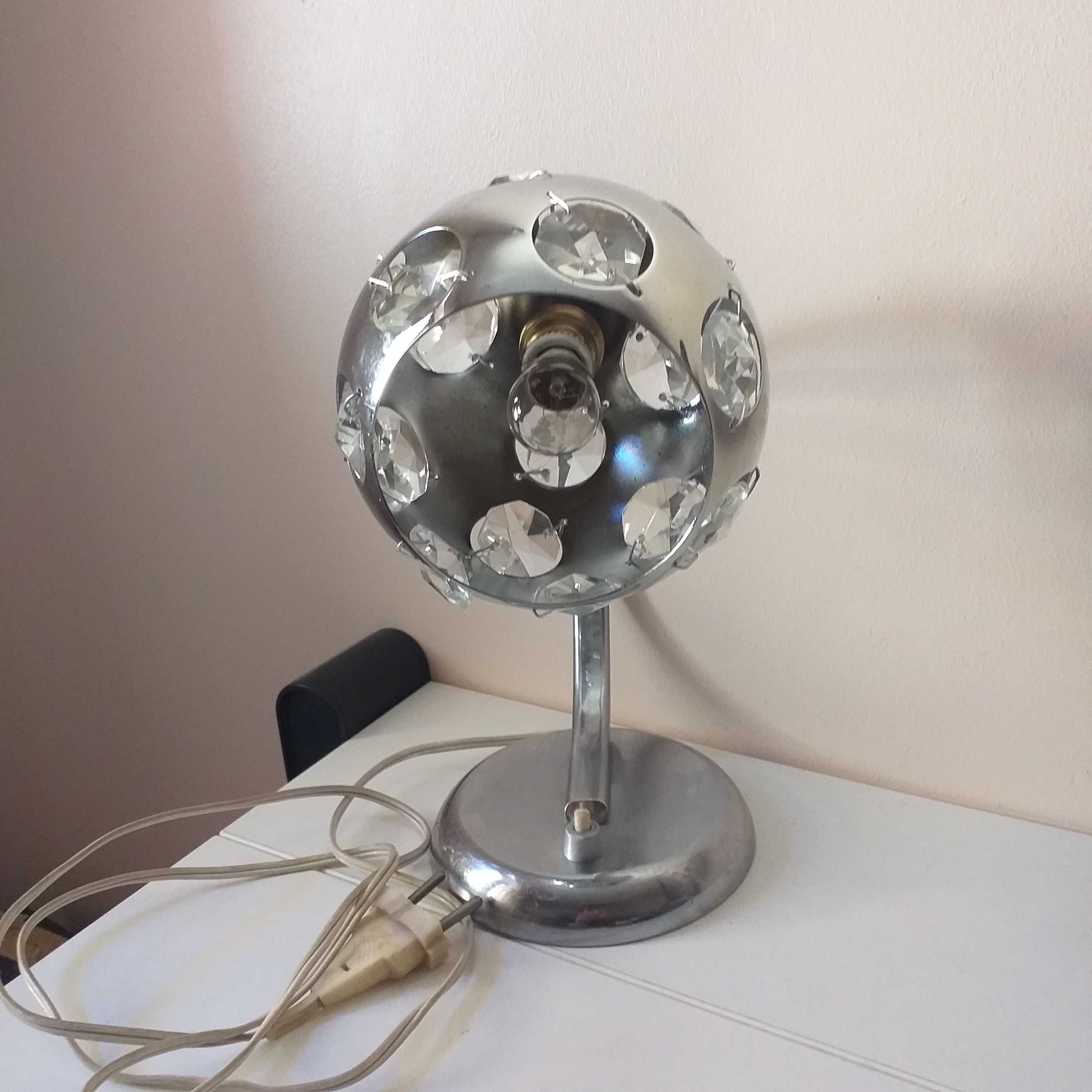 veche lampa birou veioza decorativa inox cu prisme cristal