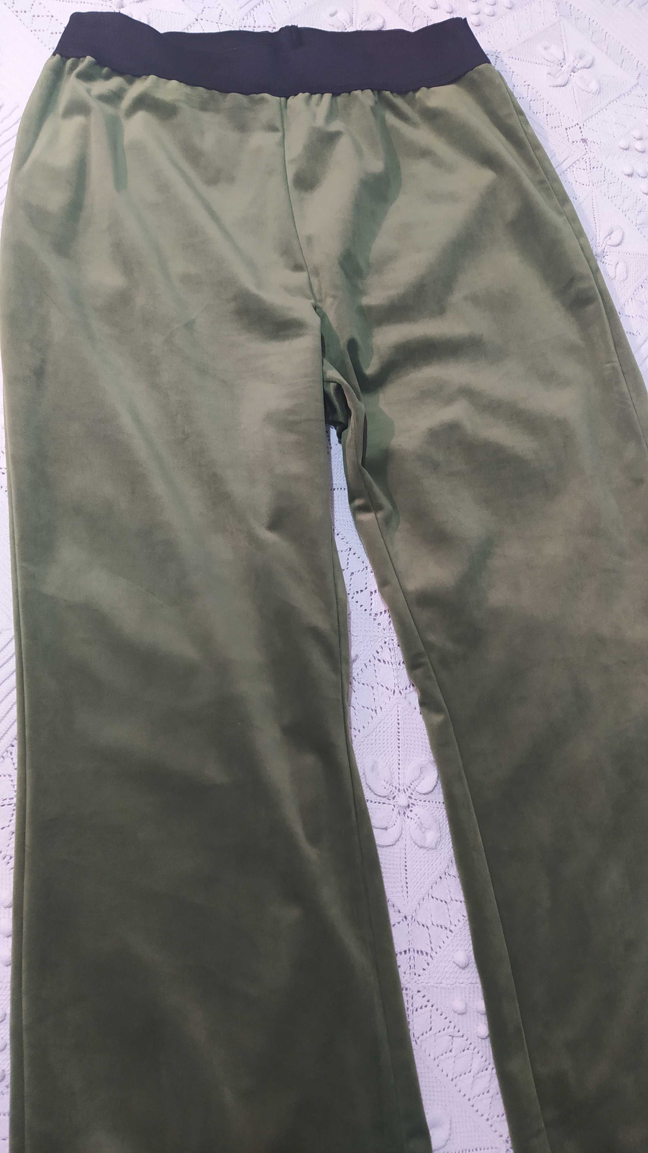 НОВ дамски панталон – Made in Italy, памучно кадифе, каки – ХL