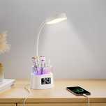 LED настолна лампа с държач за писалка uUSB порт-светещ часовник