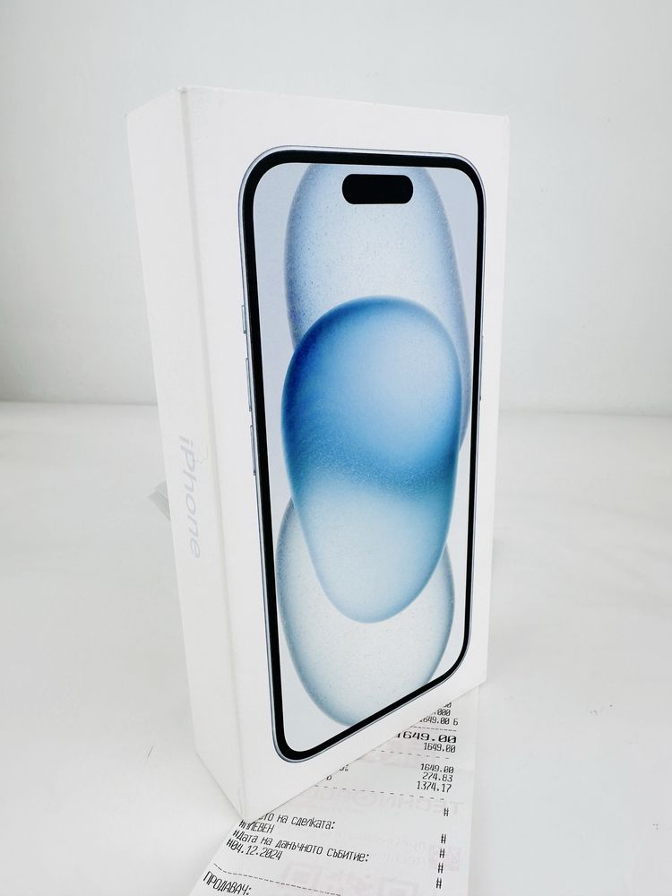 НОВ! Apple iPhone 15 128GB Blue 2г. Гаранция!